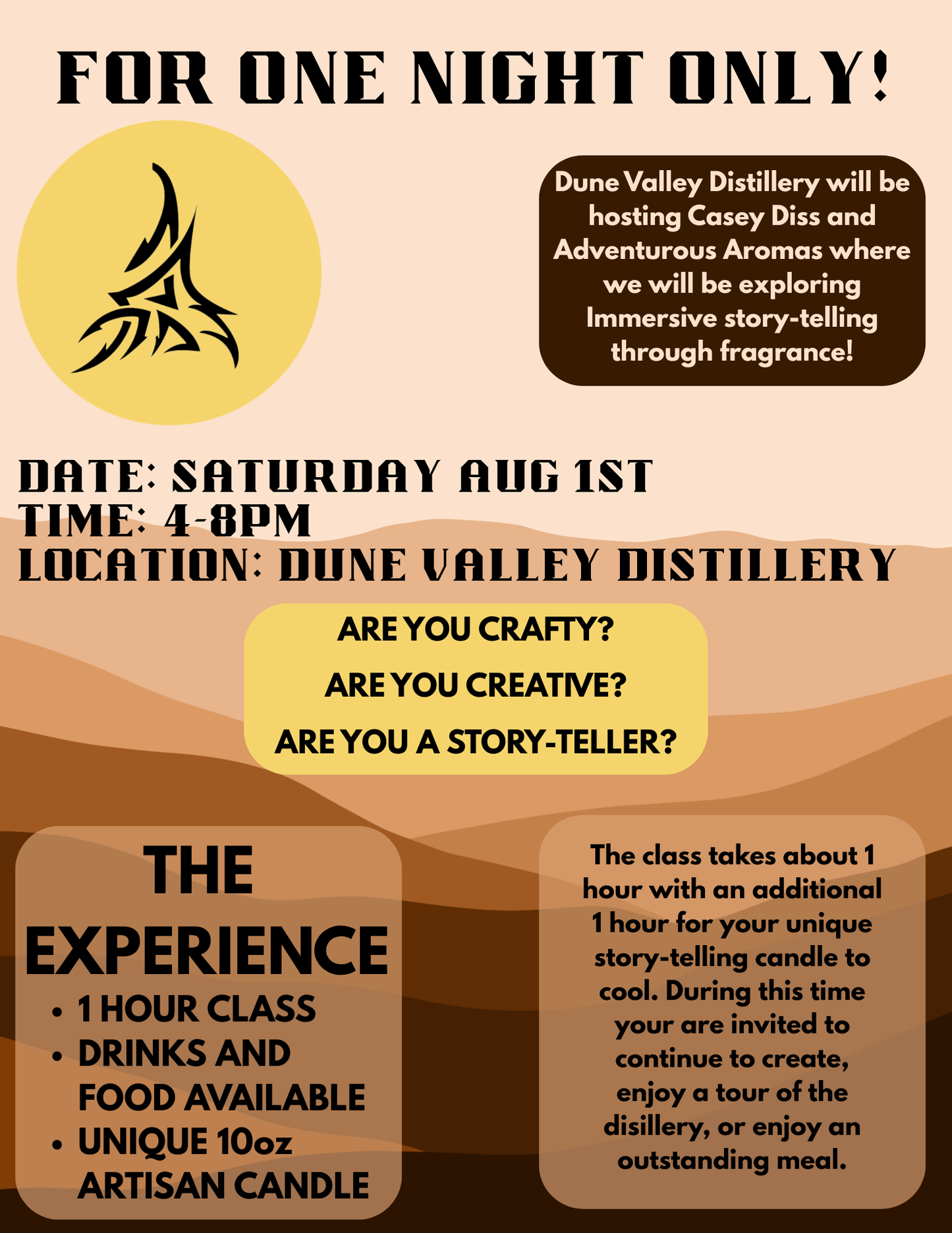 (August 1st) Adventurous Aromas @ Dune Valley Distillery
