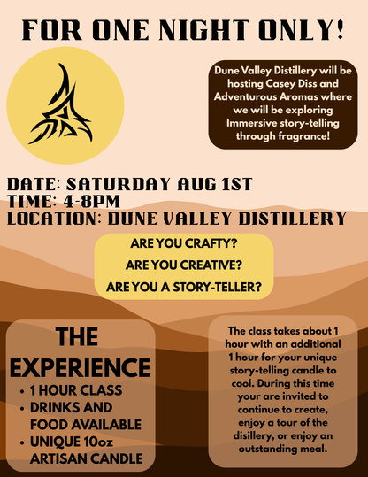 (August 1st) Adventurous Aromas @ Dune Valley Distillery